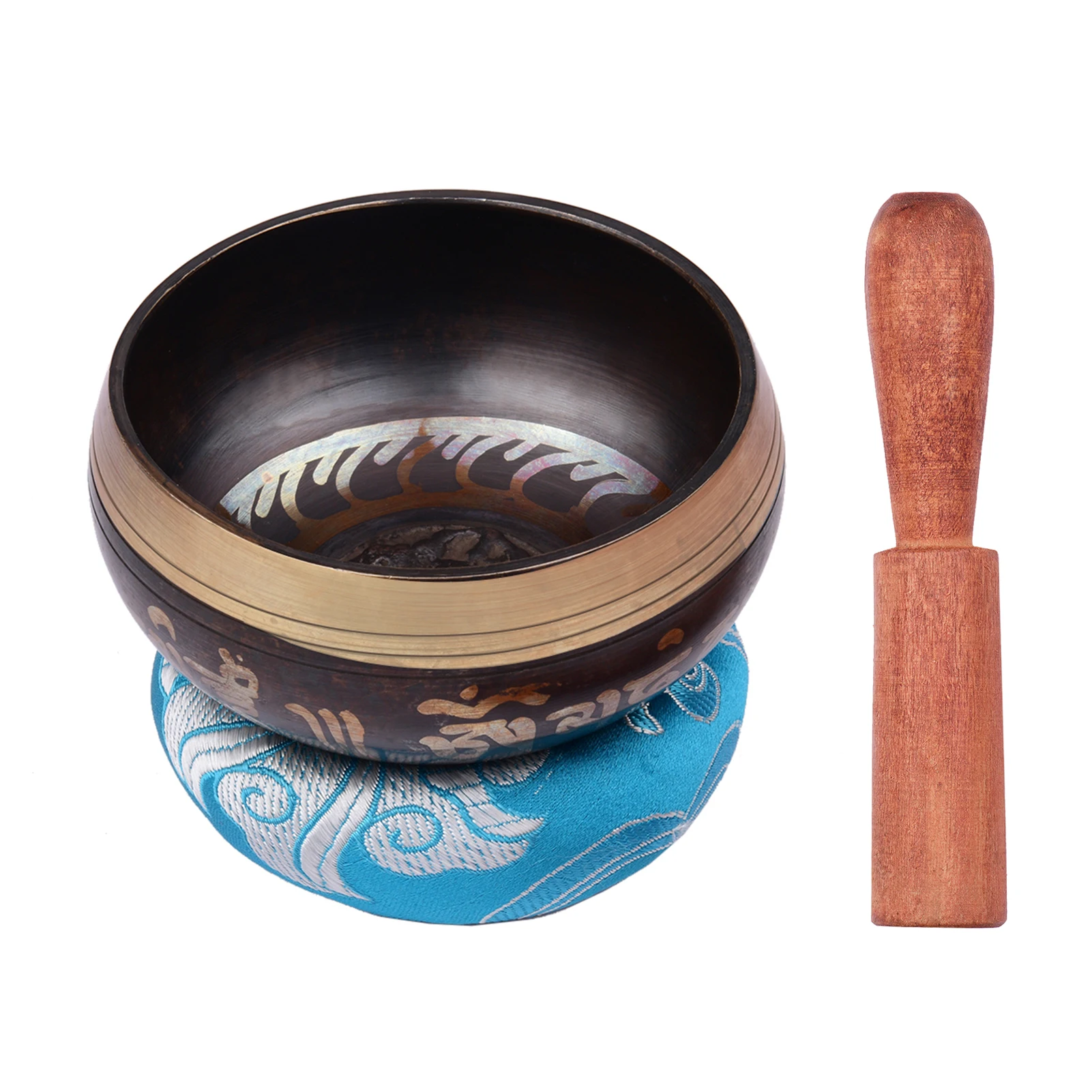 Tibetische Klangs chale mit 8cm hand gefertigter Metall-Klangs chale und weichem Kissen und Holz stürmer für Meditations-Sound-Chakra