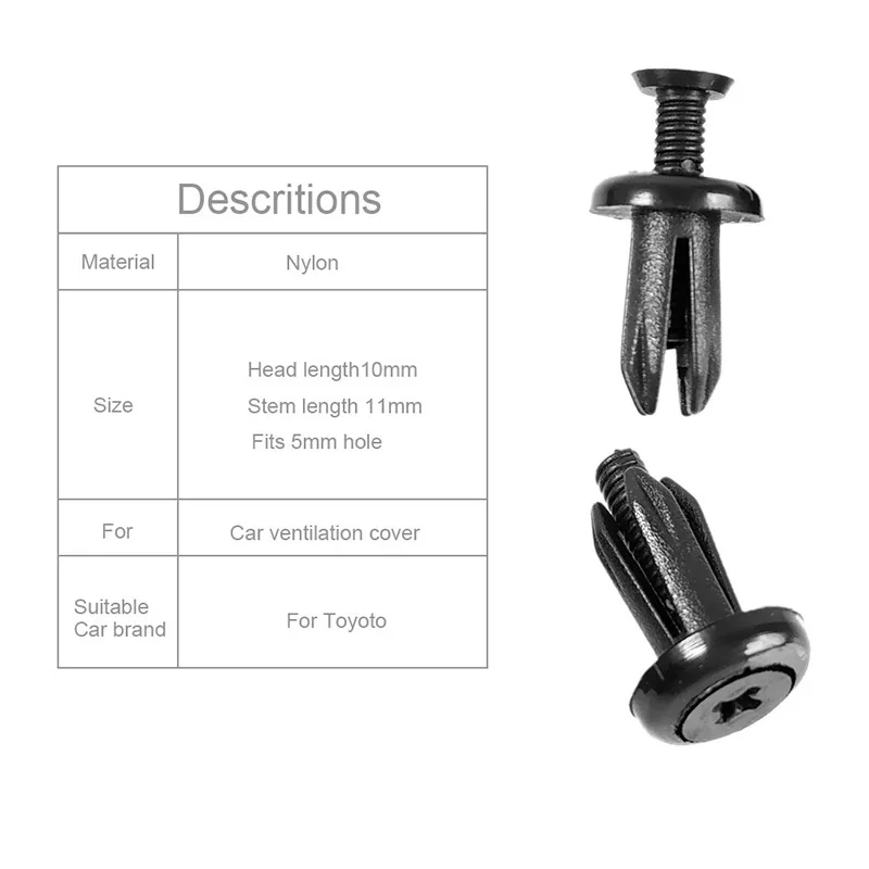 

Decor Fastener clips Fender rivets Retainers Trim Ventilated 50Pcs 5mm Accessory Car Cover Panel Push pins New