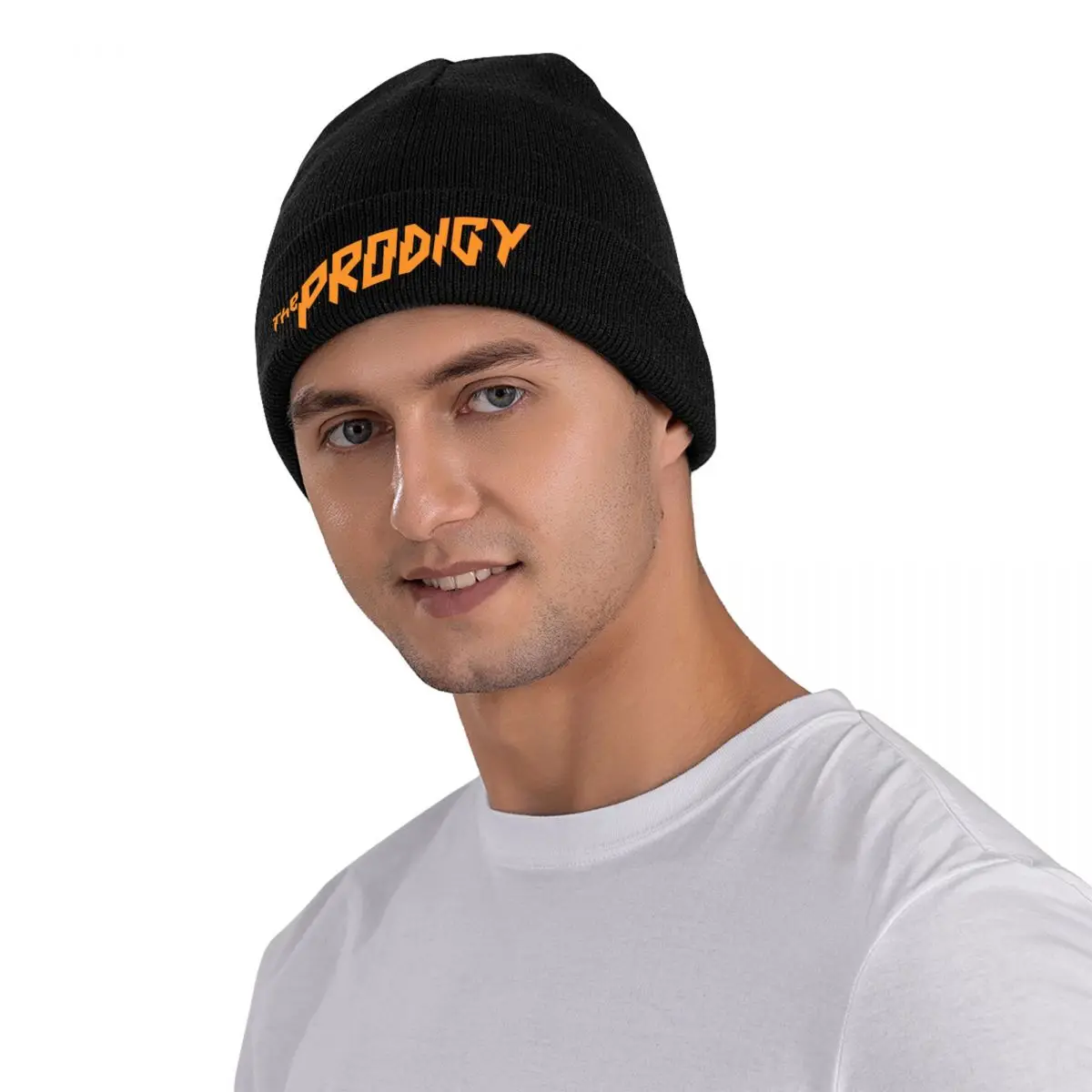 The Prodigy Orange Logo Beanie Hats English Electronic Dance Music Band Knit Hat Warm Men Women Caps Winter Fashion Bonnet Hats