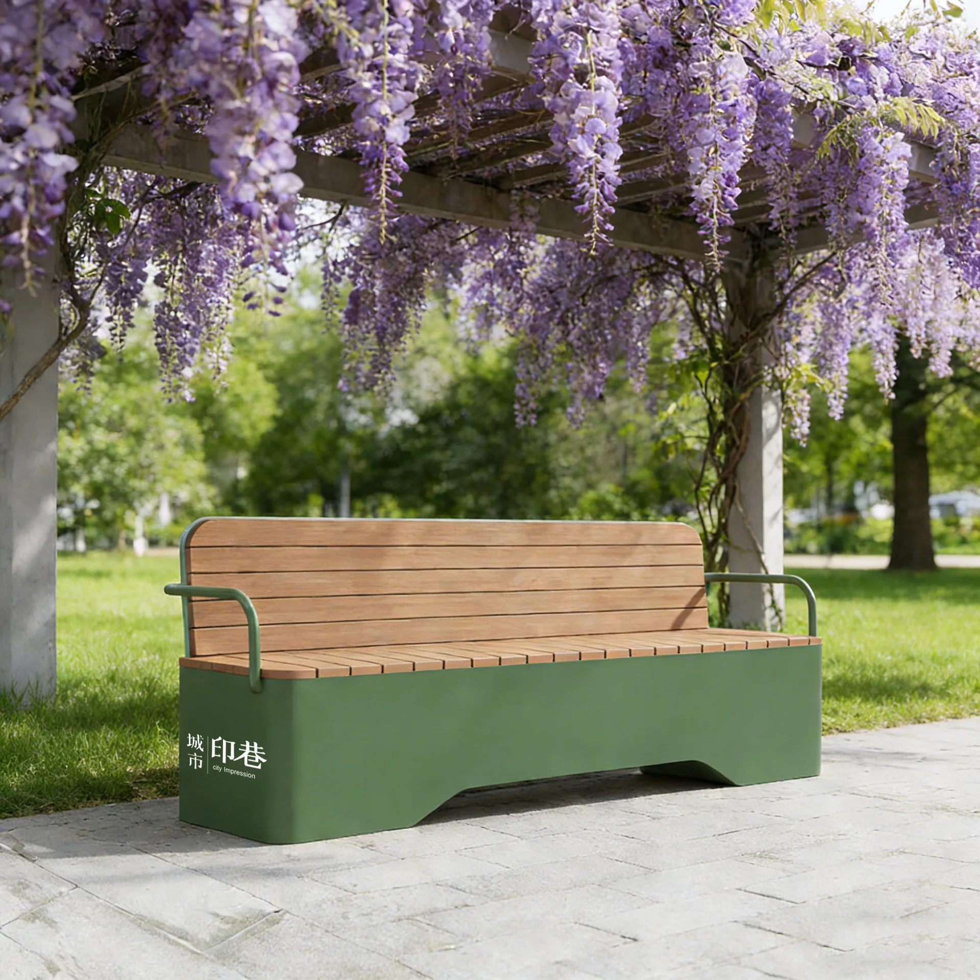 HYS Outdoor Park Chair Bench with Backrest Outdoor Homestay Courtyard Garden Leisure Area Negotiate Waterproof