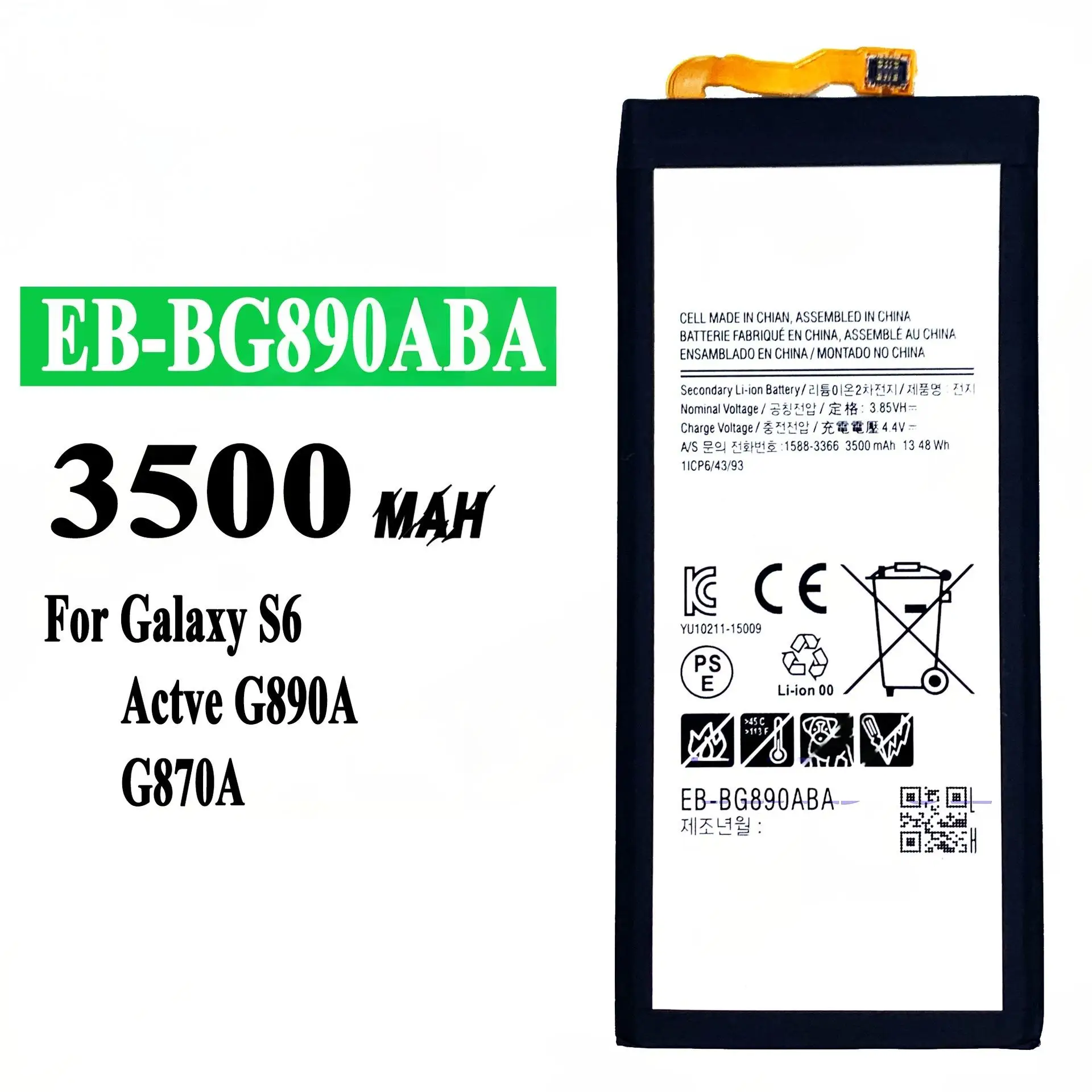 Nuova batteria per telefono cellulare EB-BG890ABA 3500mAh per Samsung Galaxy S6/G807A Batteria sostitutiva 3,85 V