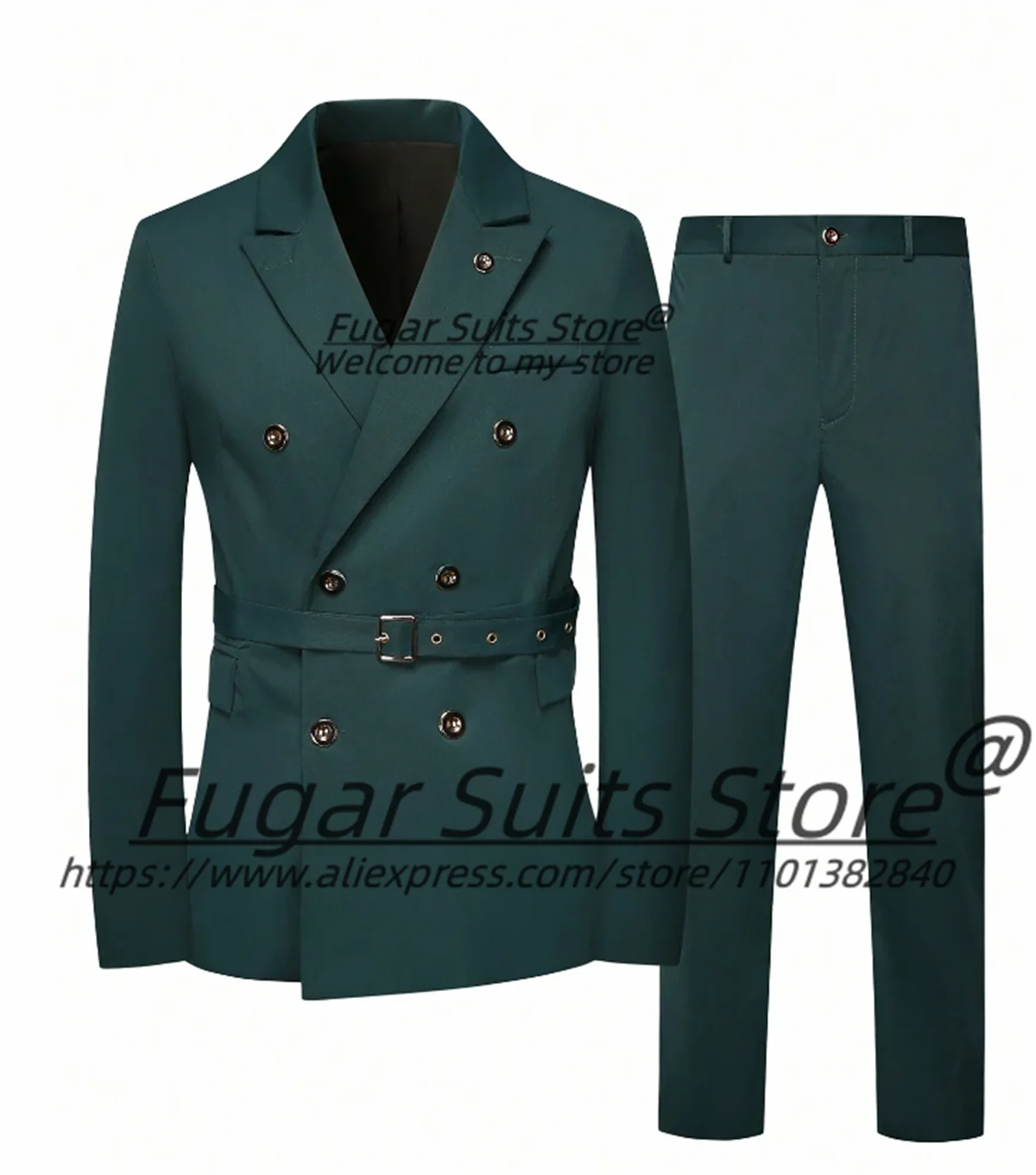 

Handsome Green High-end Wedding Suits For Men Slim Fit Double Breasted Groom Tuxedos 2 Pcs Sets Classic Male Blazer Ropa Hombre