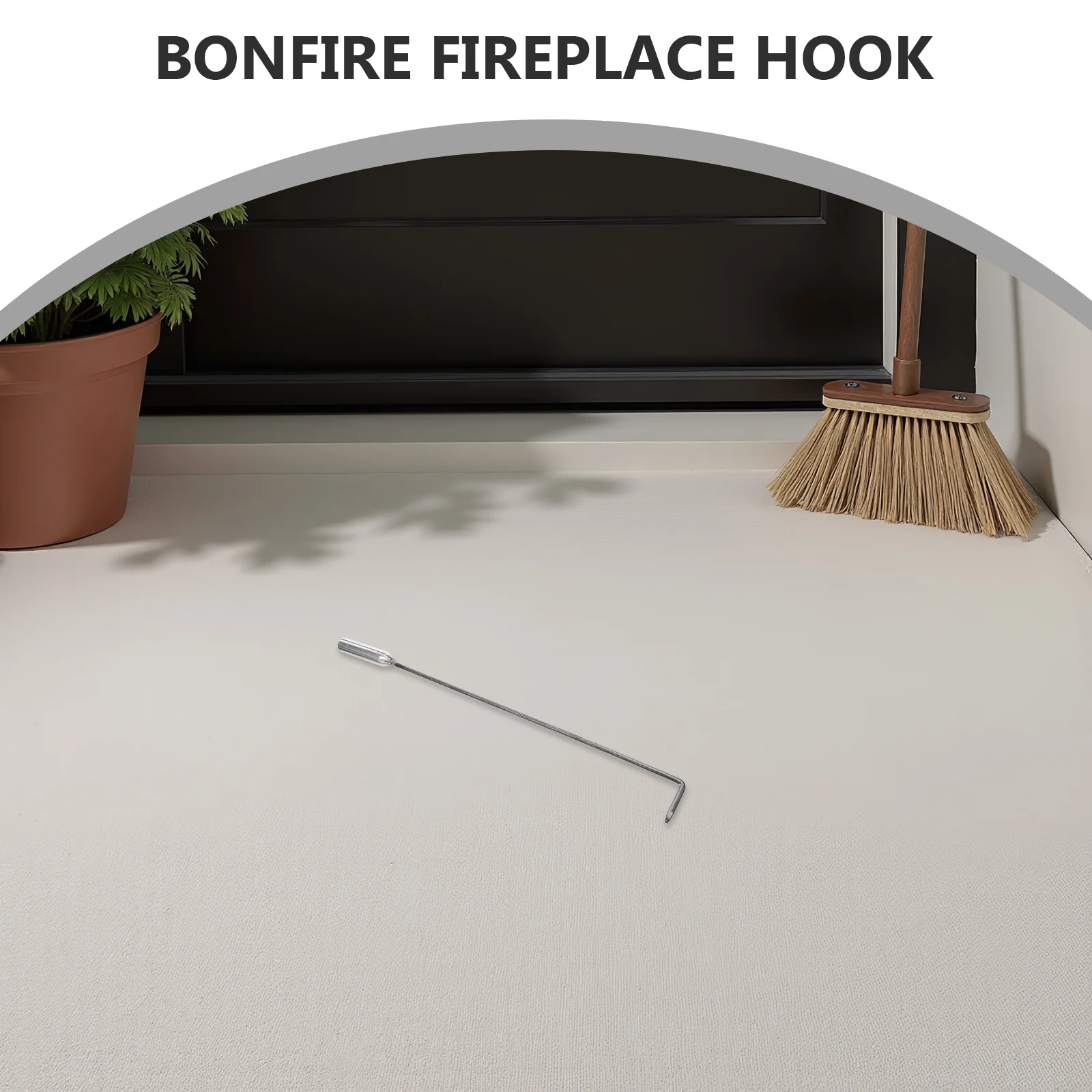 

1pc Fireplace Poker Stick Heavy Duty Long Handle Iron Fire Hook For Wood Stove Coal Charcoal Campfire Pit Outdoor Indoor Use