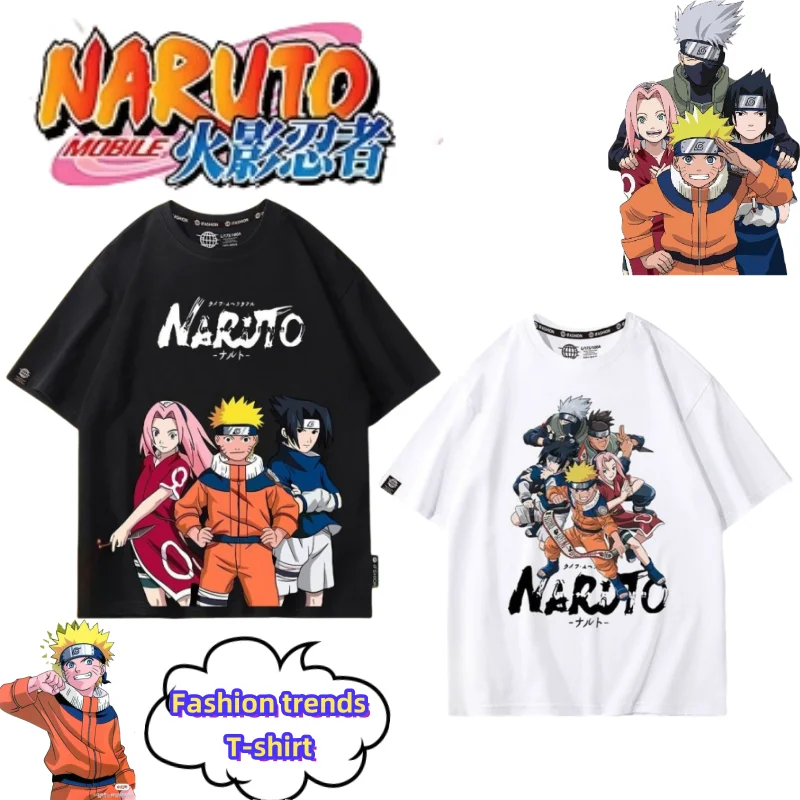 Naruto Uzumaki Naruto Uchiha Obito Cartoon Niedliches Kurzarm-T-Shirt für Teenager, Persönliches, Stilvolles Design, Bequem und Atmungsaktiv, Halbarm – Detail 1