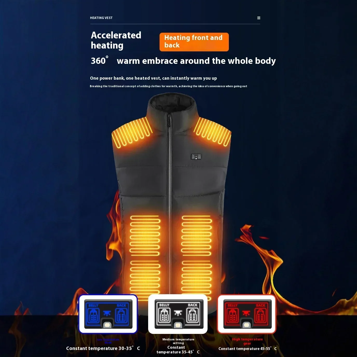 2025.Mens Intelligent Lighting Vest with 15 Zone Heating Dual Control Electric Warming Waistcoat LED Safety Jacket for Outdoor
