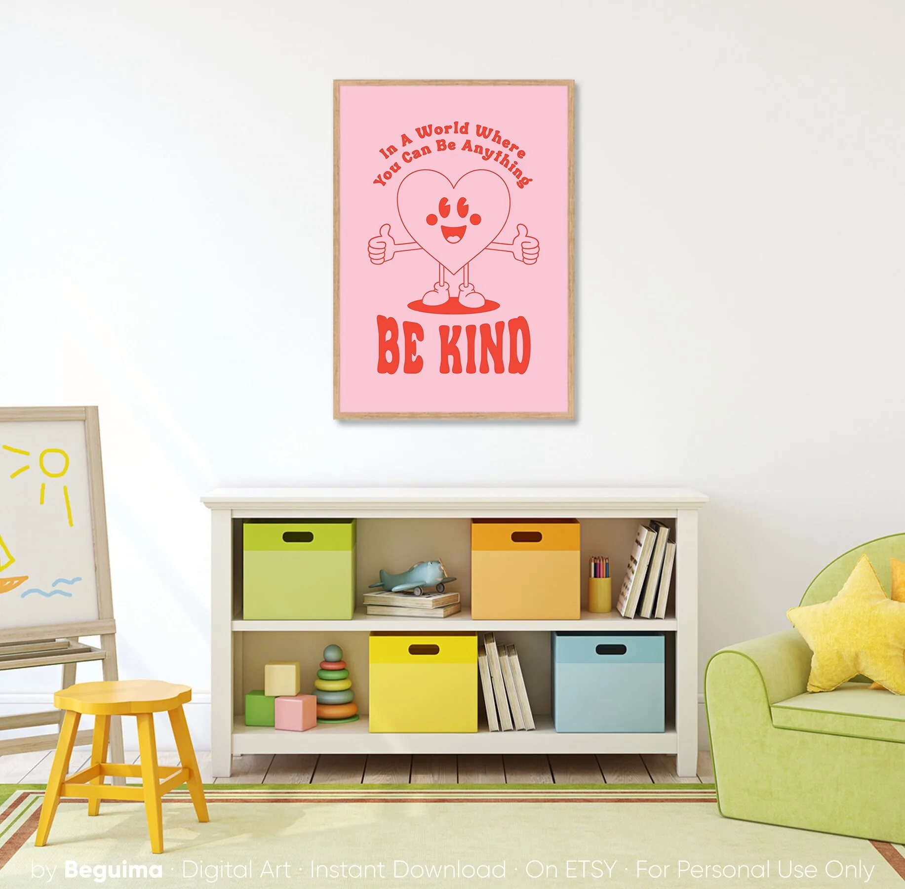 In A World Where You Can Be Anything Be Kind,inspirational Prints,pink,red,motivational Quotes,poster,printable Wall Art