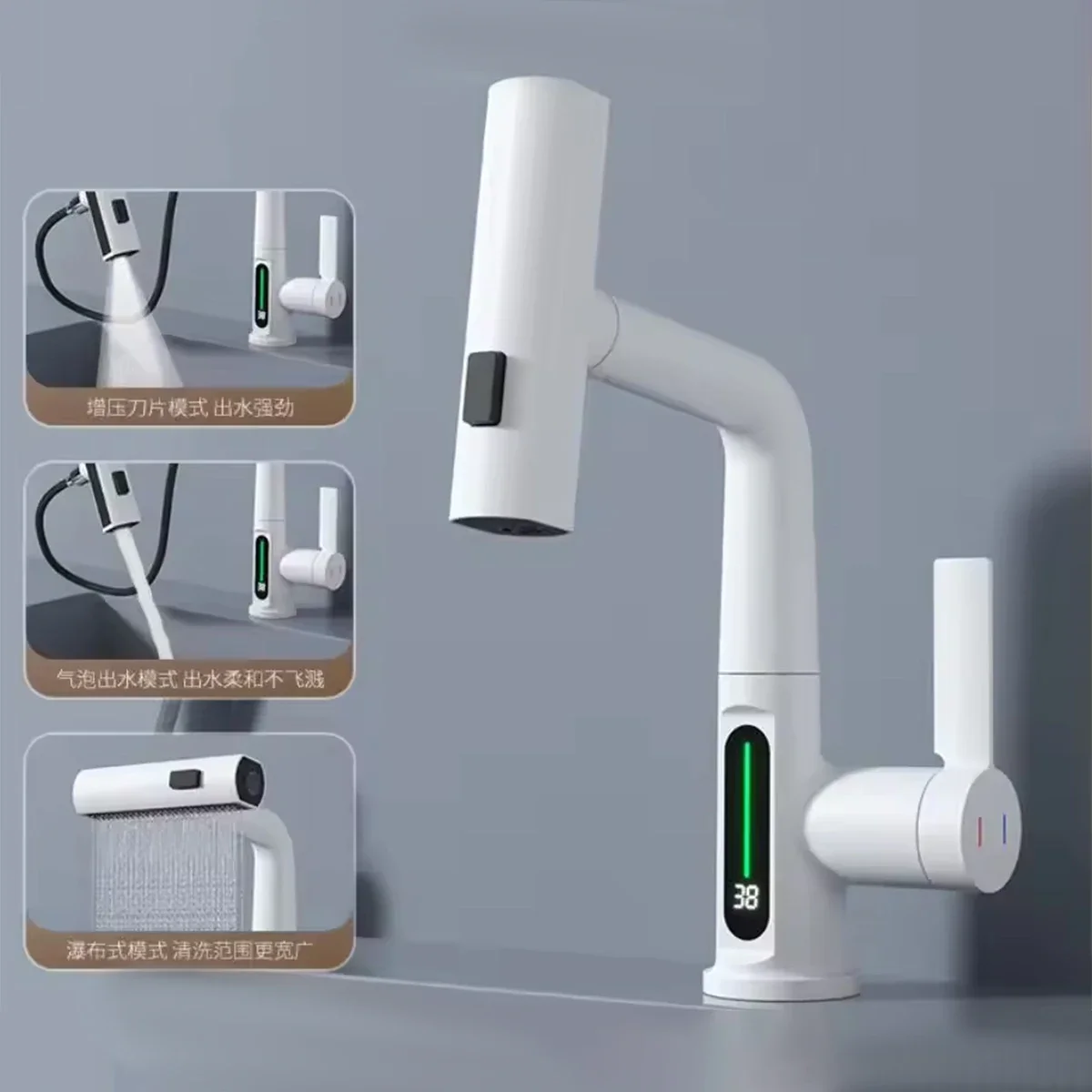 

Bathroom Renovation Digital Display Faucet Grey User-friendly Installation Versatile Faucet Design Hassle-free Setup