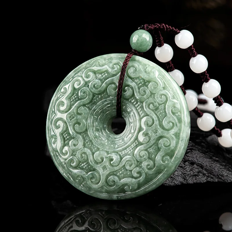 

Mai Chuang/ Authentic Natural Jade Ruyi Safe Buckle Necklace Pendant Hand-carved Men Women Fine Jewelry Amulet Send Certificate