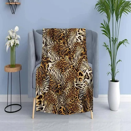 Else Carpet Else Coffee Black Leopard Fur Wellsoft Patterned 3D Tv Blankets