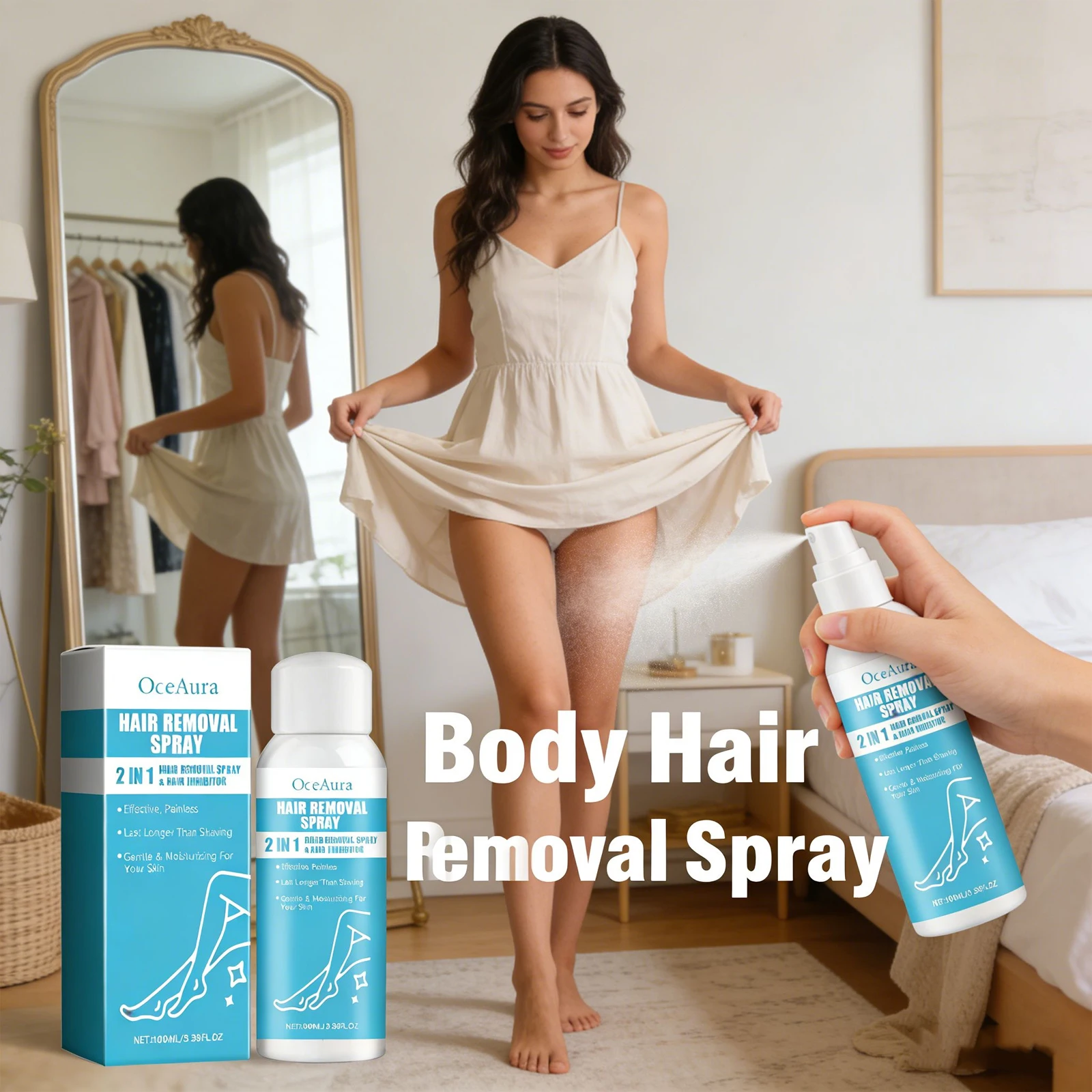 Natural Painless Hair Removal Spray Easy Remove Body Armpit Leg Private Hair Soften Slow Hair Growth Inhibitor Depilatory Cream