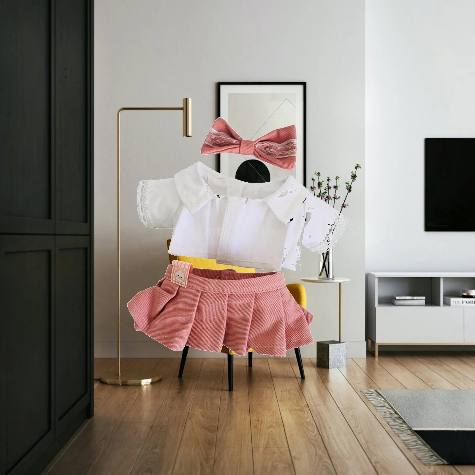 Removable Doll Uniform Skirt 20cm Plush Clothes Set for Fashion Doll Dress Up and Kids Presents