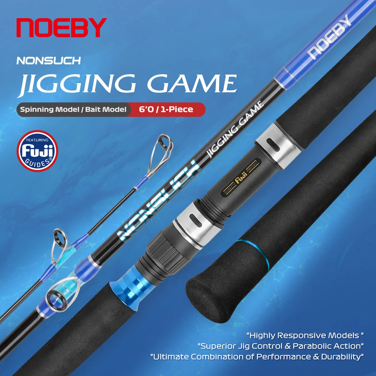 

NOEBY-NONSUCH Jigging Game Fishing Rod,1 Section,Fuji Guide,1.83m,Max Drag 20kg,Suitable for GT Dorado,Fast Jigging Fishing Rod