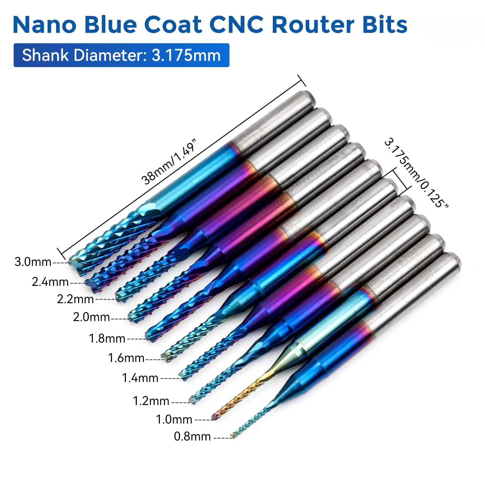 40pcs End Mill Engraving Bits Set with ER11 ER16 Collet 3.175mm Shank CNC Router Bits Ball Nose PCB Milling Cutter Carbide Milli