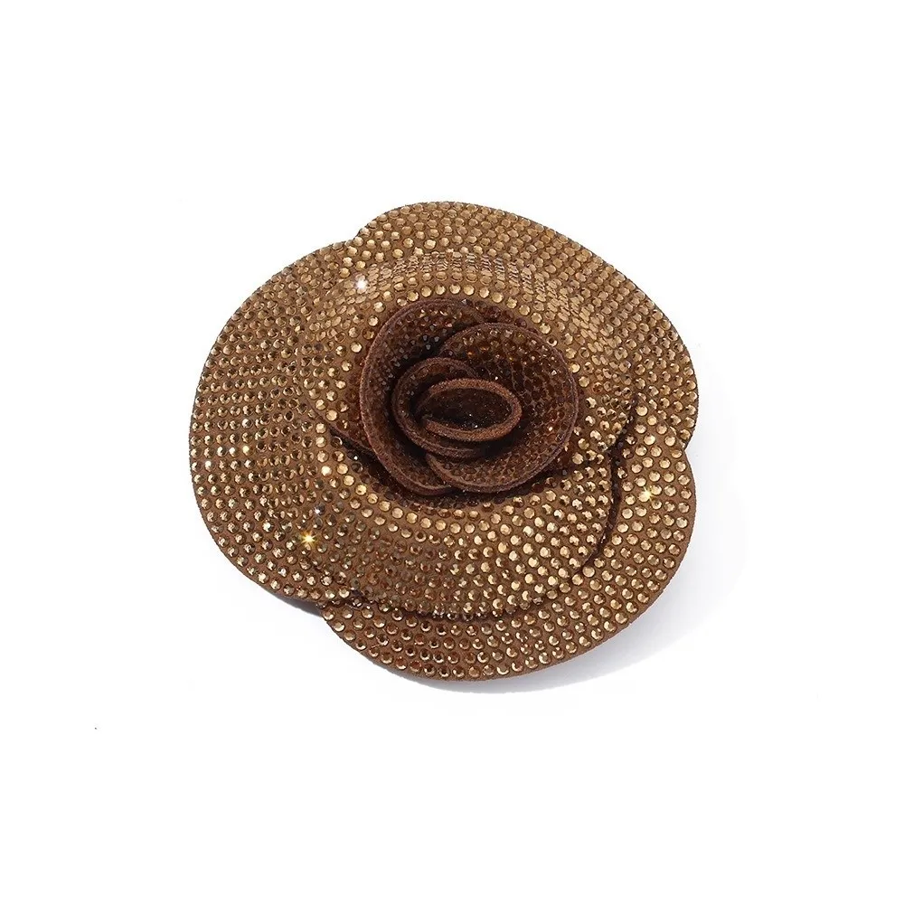 3D Design Rhinestone Flower Patches Sewing Supplies Metallic Base Fabric Embellishments Self-Adhesive Option Flower Shape