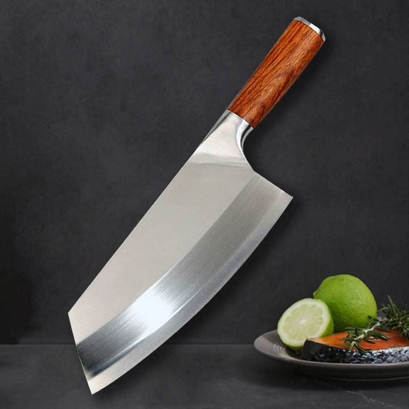 Kitchen Knives Chef Knife Chinese Utility Cleaver Stainless Steel Cleaver Chopping Vegetable Slicing Meat Cutter Wood Handle