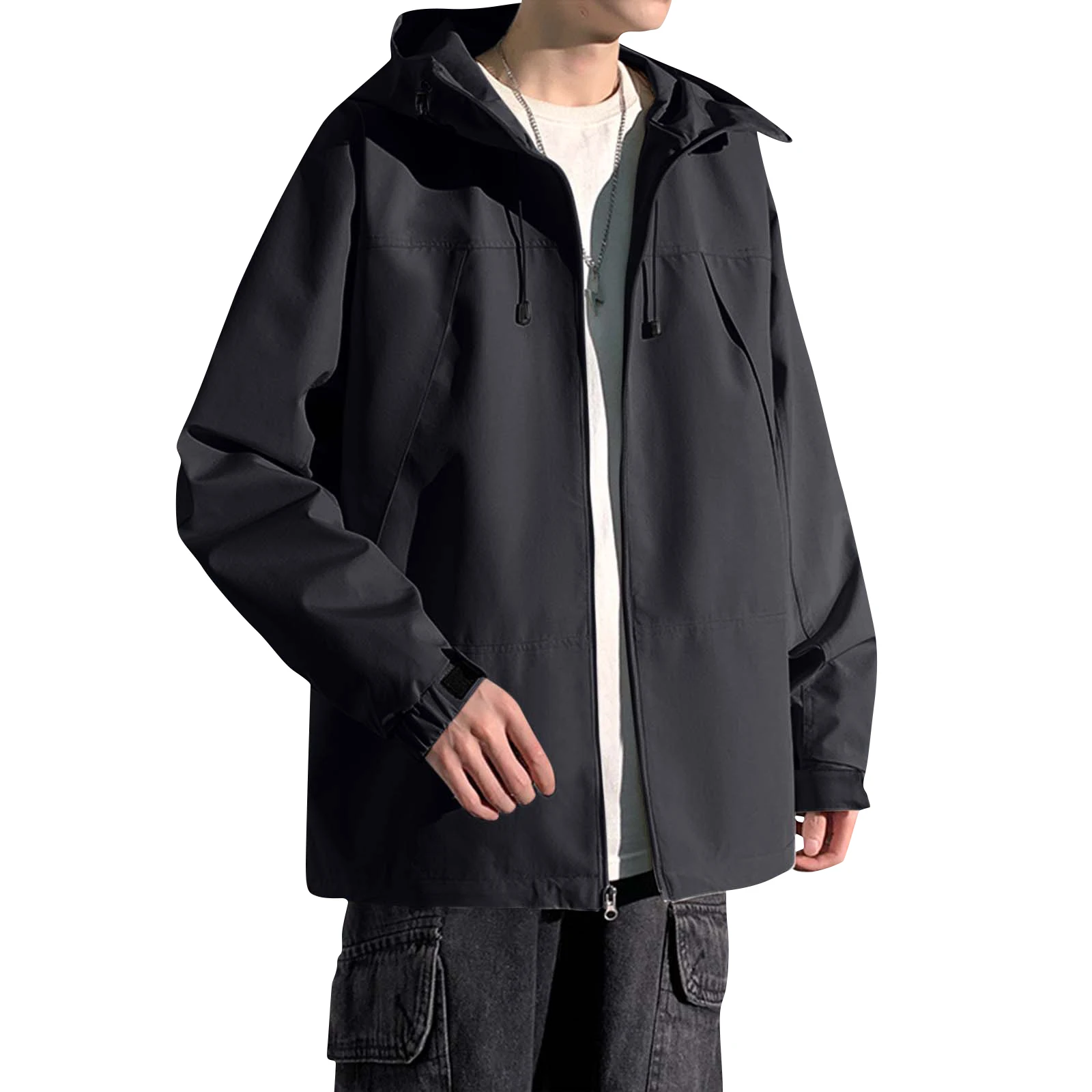 Summer Men's Sun Protection Jacket Lightweight Breathable Loose Fit Large Size Heat Sensation Thin Outerwear Workwear Coat