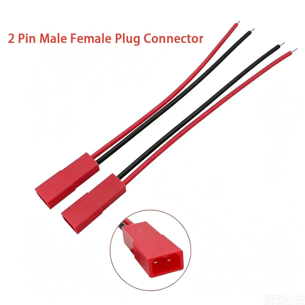 20-100PCS JST Plug Connector 2 Pin Male Female Plug Connector Cable Wire for LED Lamp Strip Toys Battery Adapter 10cm