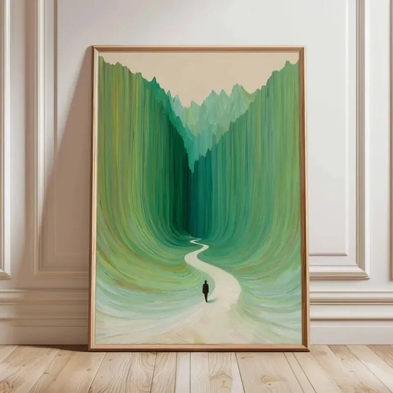 Classic Green Abstract Poster of Looking for An Exit in The Mountains Do Not Give Up Canvas Painting Wall Art Picture Home De
