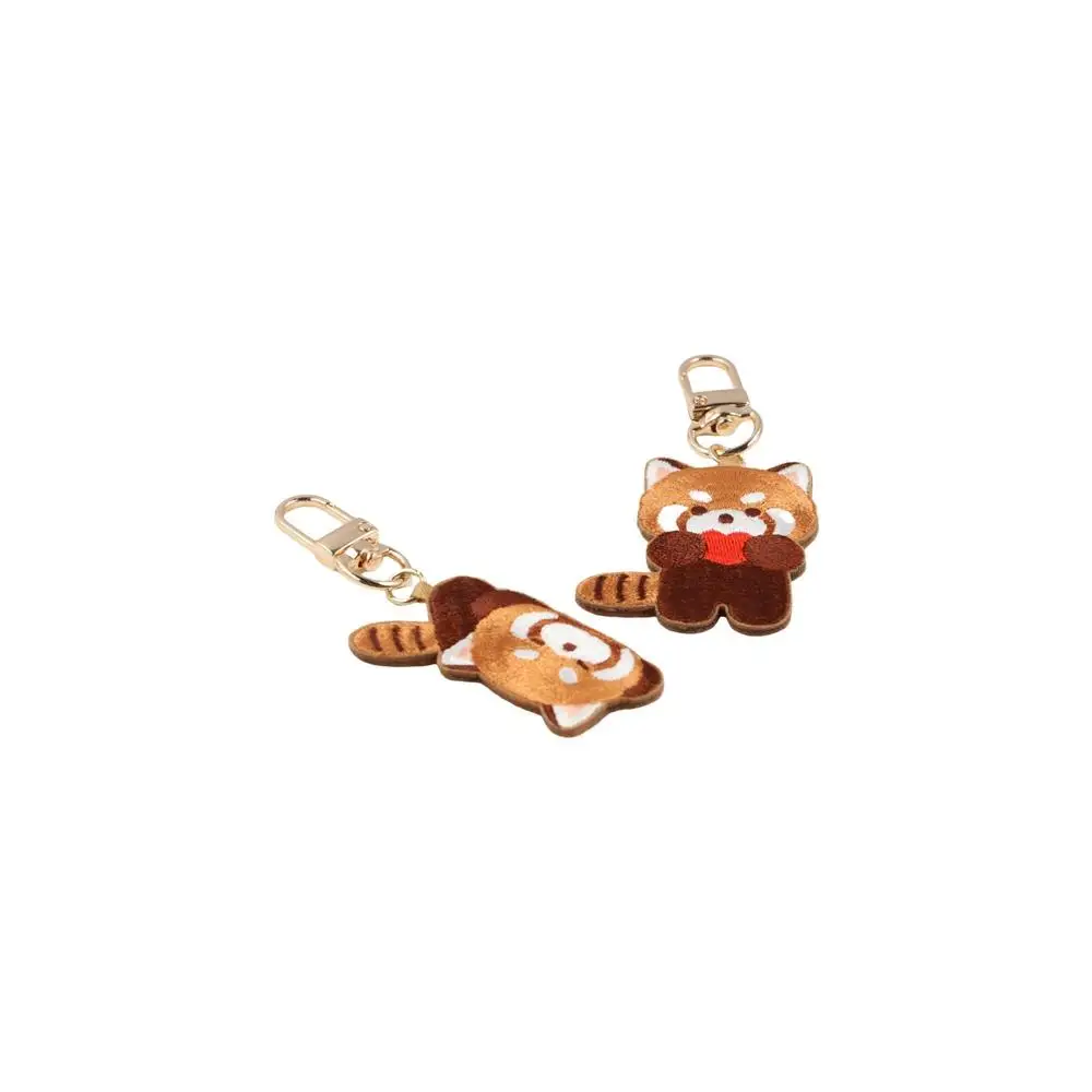 

Funny Cartoon Red Panda Keyrchain Creative Fashion Kawaii Animal Pendant Milk Tea Sleep Red Panda Embroidery Pendant Unisex