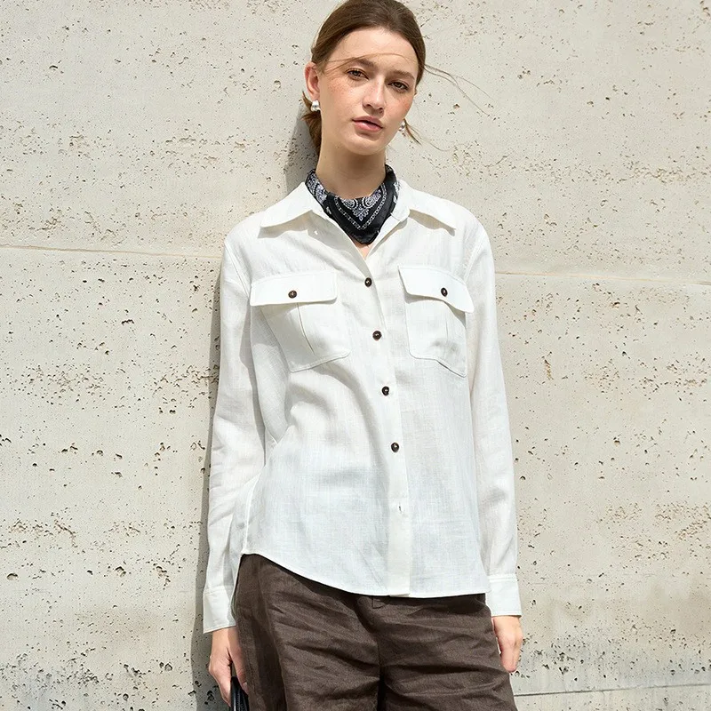 V Neck Long Sleeve Shirt Regular Fit Graceful Elegant with Regular Length Single Row Multiple Buttons Spring Women Blouse