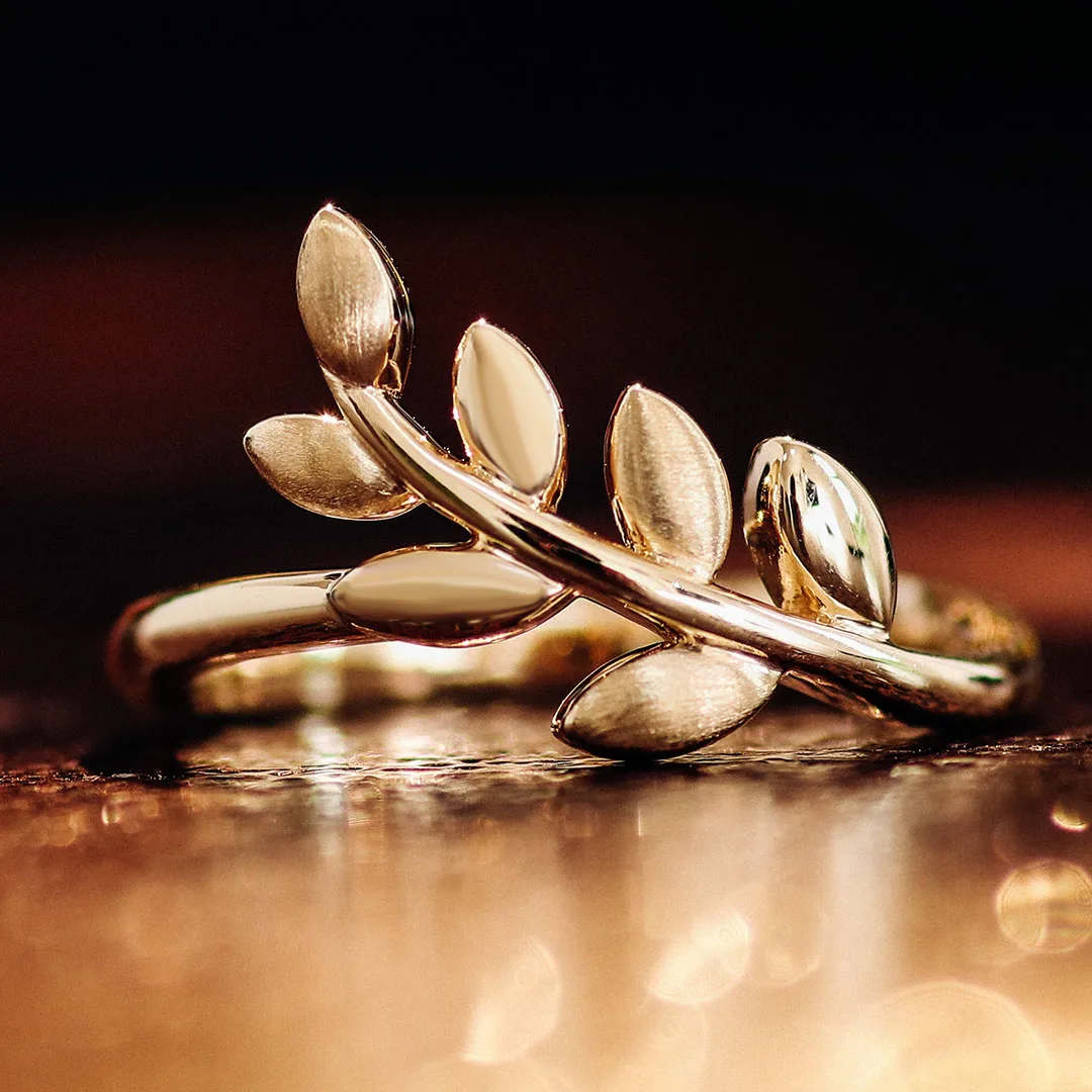 

Прованс, стерлинговое серебро 925 пробы, ремешок в форме листа, уникальный ремешок в форме ветки для женщин и мужчин, матовое желтое золото, ювелирные изделия