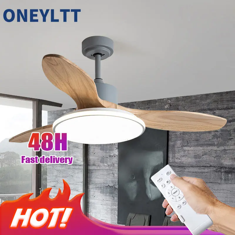 Wood LED Ceiling Fan Lamp  Chandelier DC Fans Ventilador de Techo Wooden Ventilator110V 220V Remote Control