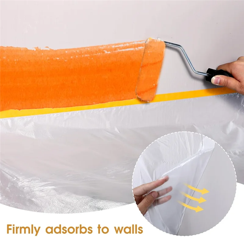AAAN-6 Rolls Pre-Taped Masking Film,60 In X 65 Ft Painters Plastic With Tape And Drape, For Automotive Painting