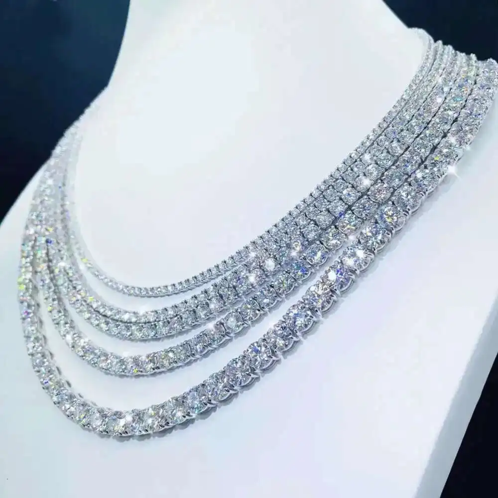 

Voaino Link Chain Moissanite 925 Sterling Silver Chain Tennis Necklace