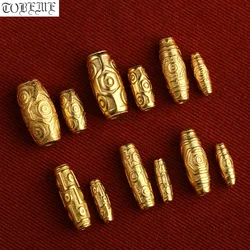 Handmade 925 Silver 24k Gold-plated Tibetan DZI Good Luck Nine Eyes Beads Jewelry Findings