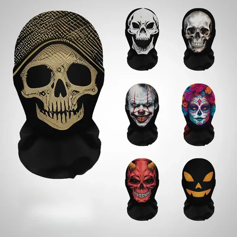 Skeleton Mesh Hood Halloween Mask
