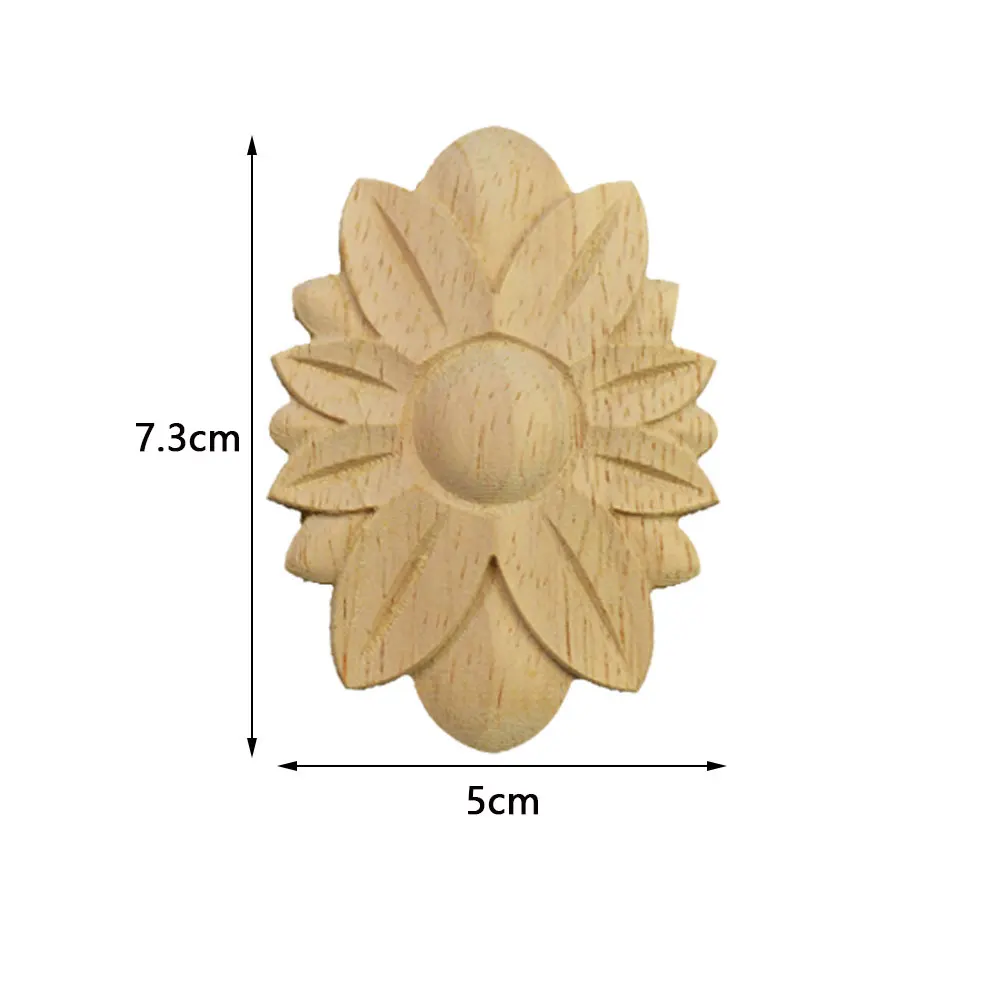 5PCS Wood Carving Decoration 7.3X5cm Wood Carved Furniture Door Appliques Fashion Unpainted Furniture Wood Carved Corner Decal