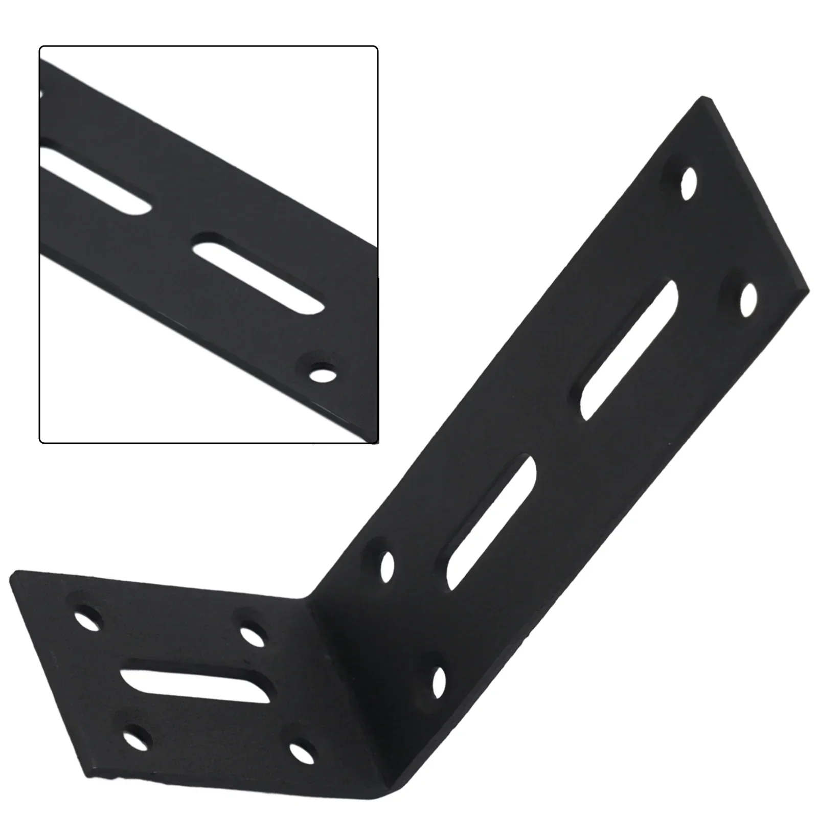 Black L-shaped heavy-duty bracket, 90 degree slotted corner bracket, suitable for DIY furniture repair rack