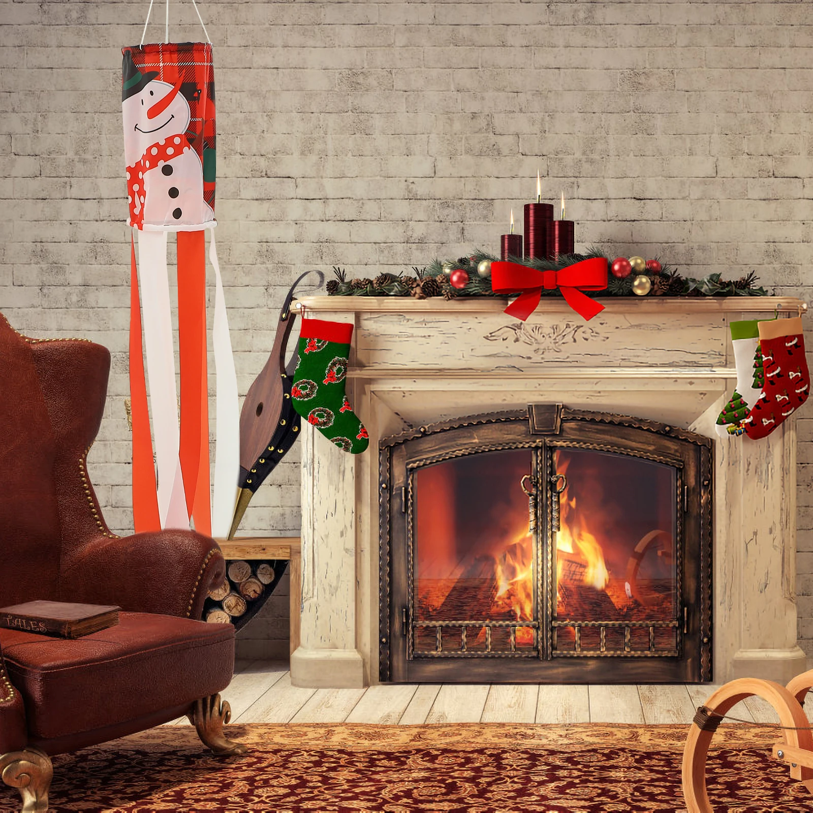 

Christmas Windsock Outdoor Decoration Flag Garden Yard Pendant Wind Sock Hanging Ornament Decorative Windsock For Party Festival