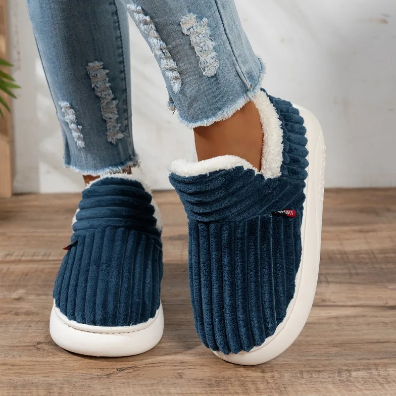 Casual Soft Sole Slippers for Women Winter Fashion Fur Boots Fuzzy Plush Men Slipper Warm Furry Women Cotton Shoes