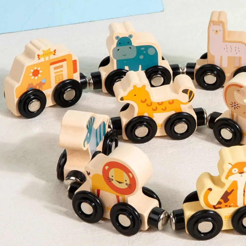 Zahlen/Tier/Früchte/Dinosaurier Magnetisches Holzzugspielzeug Pädagogische Hand-Auge-Koordination Montessori Zahlenzug-Set Kreativ