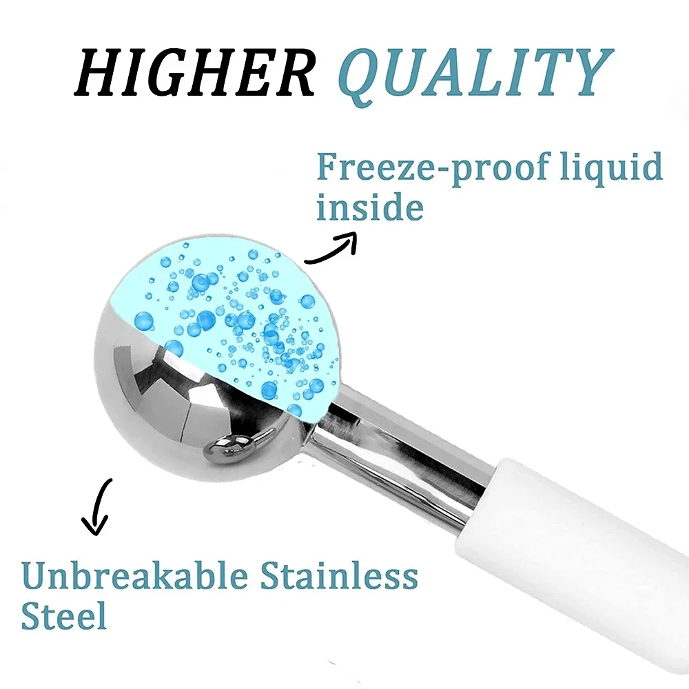 Mini 2szt Ice Globes Kryo kije ze stali nierdzewnej do twarzy Oko Twarz Zimny wałek chłodzący Globus do obrzęków Zmarszczki Ciemne koło — zdjęcie 3