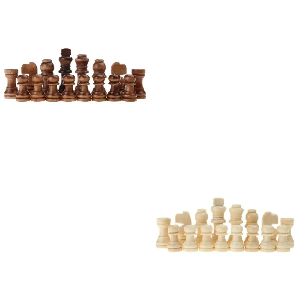 Q39E 32Pcs Wooden Chess Pieces Only, Chessmen with 2.2inches Chess Game Pieces