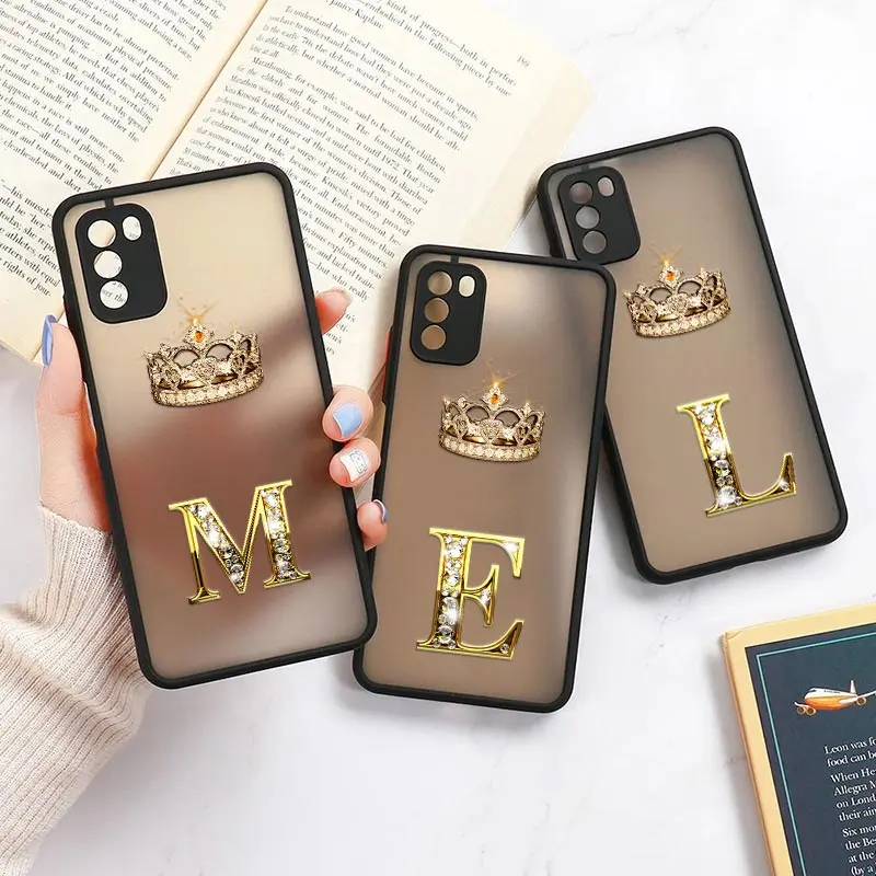 Phone Case For Xiaomi Mi 11 Lite 5G NE 11T 12 12T Pro 9 10 POCO X3 NFC F3 F4 M3 M4 X4 Pro X5 5G Cover Initial Letter M E L Crown