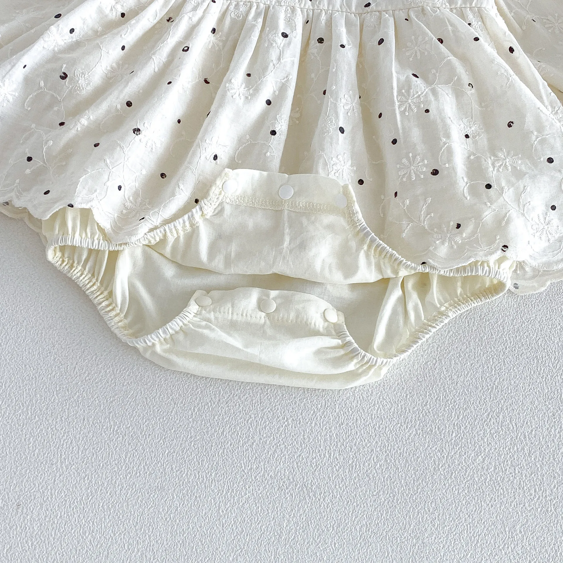 Korean Version Baby Autumn New Bag Fart Clothes Temperament Wave Point Lace Baby Girl Jumpsuit for Infants and Young Children 4