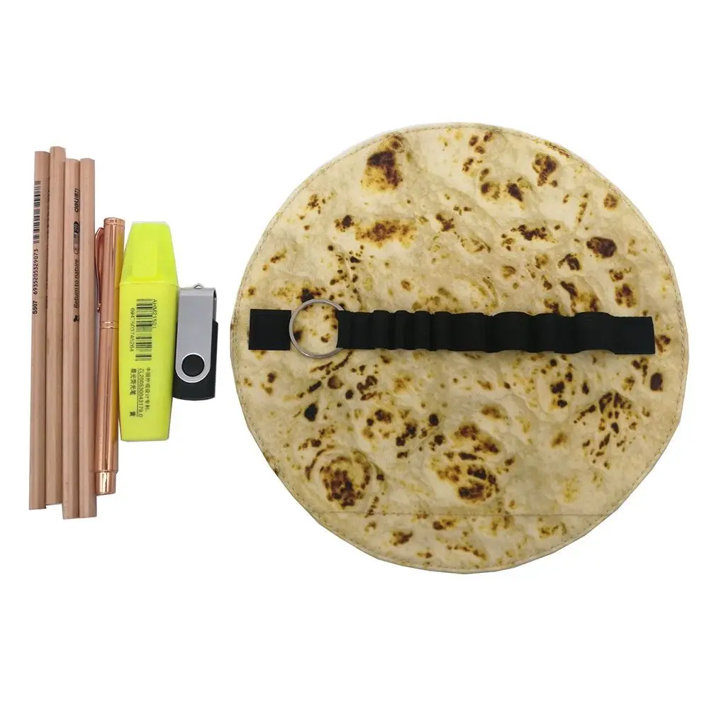 Criativo Tortilla Roll Pencil Case, Bolsa de lápis engraçado, Saco de suporte de lápis portátil, Material escolar de escritório