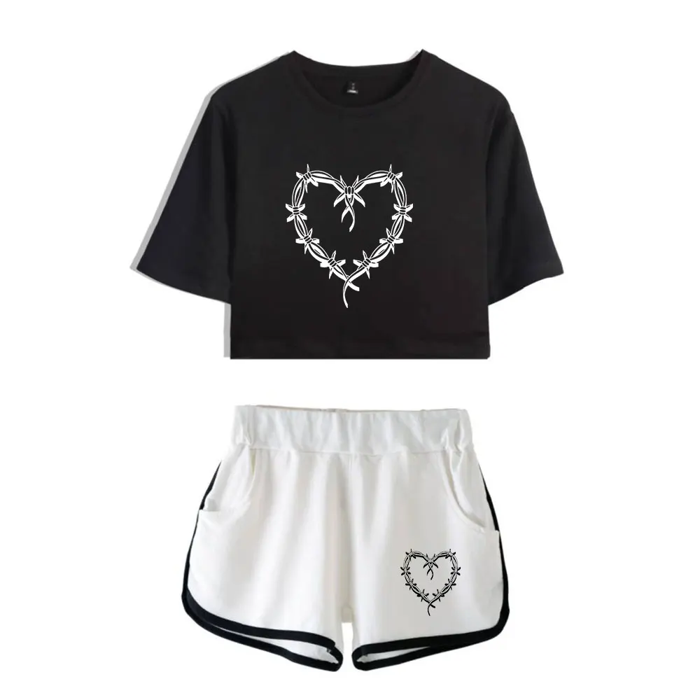 Karol G Bichota logo Merch Crop Tops Women Two Piece Set Shorts+ T-shirt Streetwear Home Girls Sets Fashion Tee