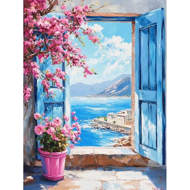 

500/1000/1200/2000PCS Jigsaw Puzzle Window With Flowers Style Art For Adults Great Weekend Relaxation And Family Fun Gift