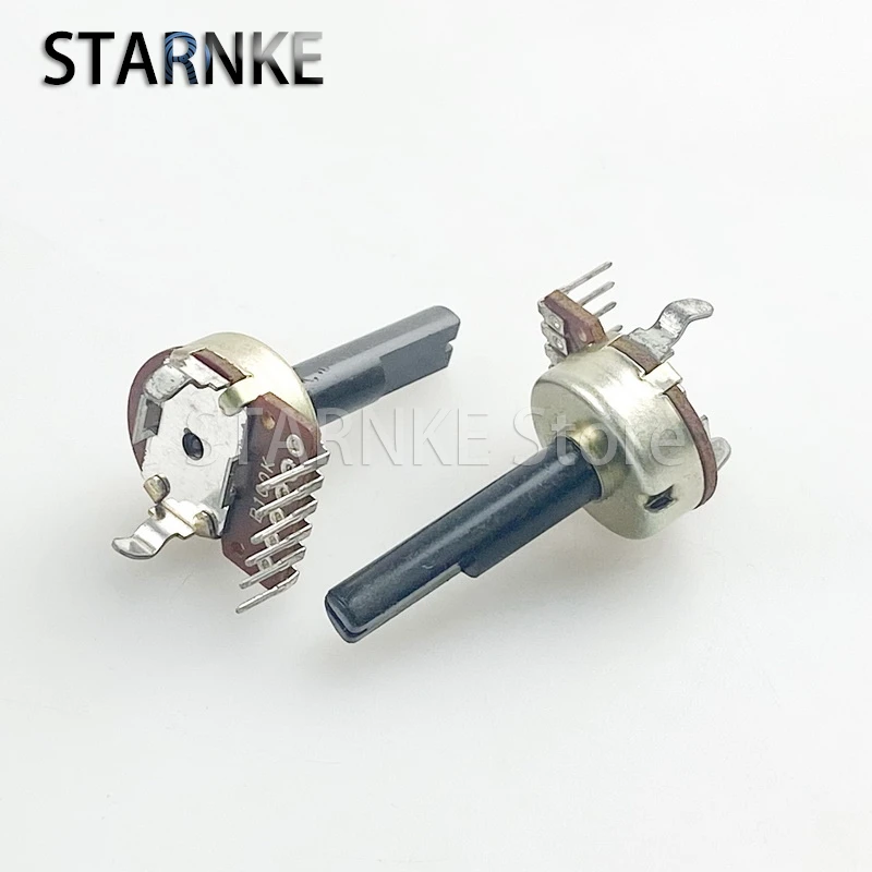 2PCS R161 Single Row 6-Pin Dual B100K With Center Positioning Speaker Amplifier Audio Volume Potentiometer D Shaft Length 25mm