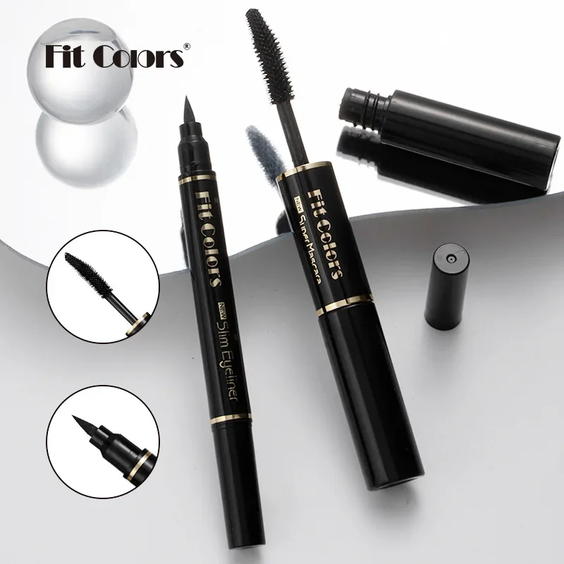 Mascara Eyeliner 2-In-1 Slanke Natuurlijke Krul Verlengt Wimper Fashion Design Dubbele Kop Stempel Pen Waterdicht Grote Capaciteit 10G