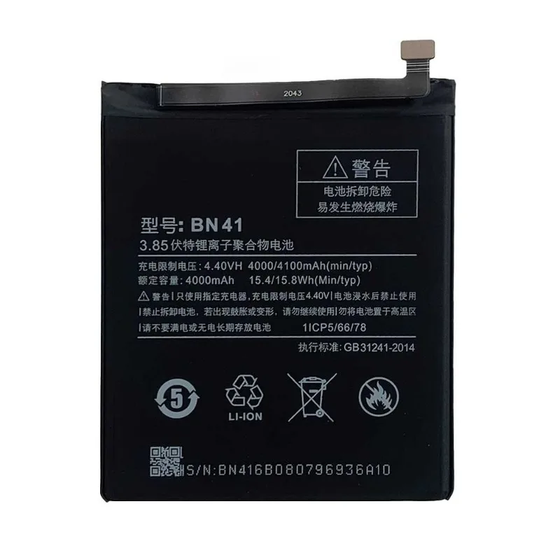 4100mAh Mobile Phone Battery BN41 for Xiaomi Redmi Note 4 NT4X 3S, 3Pro,For Redmi 5 Plus, 5A,Note 4, 4X, 5A, Pro 2016100