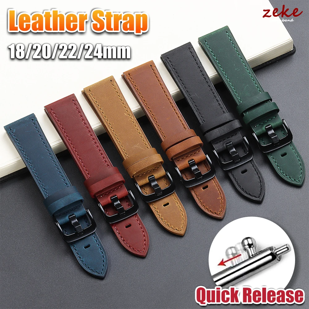 Echtes Lederarmband 18mm 20mm 22mm 24mm Armband für Seiko Vintage Braunes Kalbslederband Universal Metall Schwarzes Schnallenarmband
