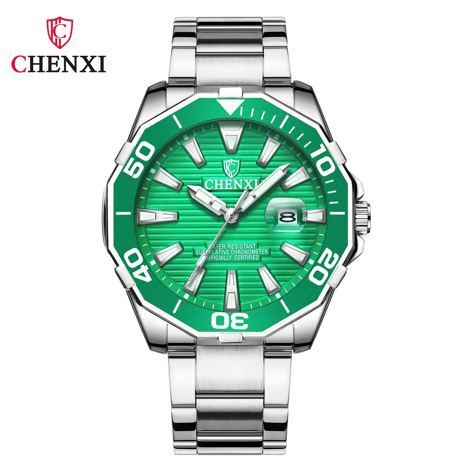 

CHENXI 8205 Men Quartz Watches Green Blue Fashion Trendsetter Creative Waterproof Stainless Steel Strap Male Wristwatch Gift