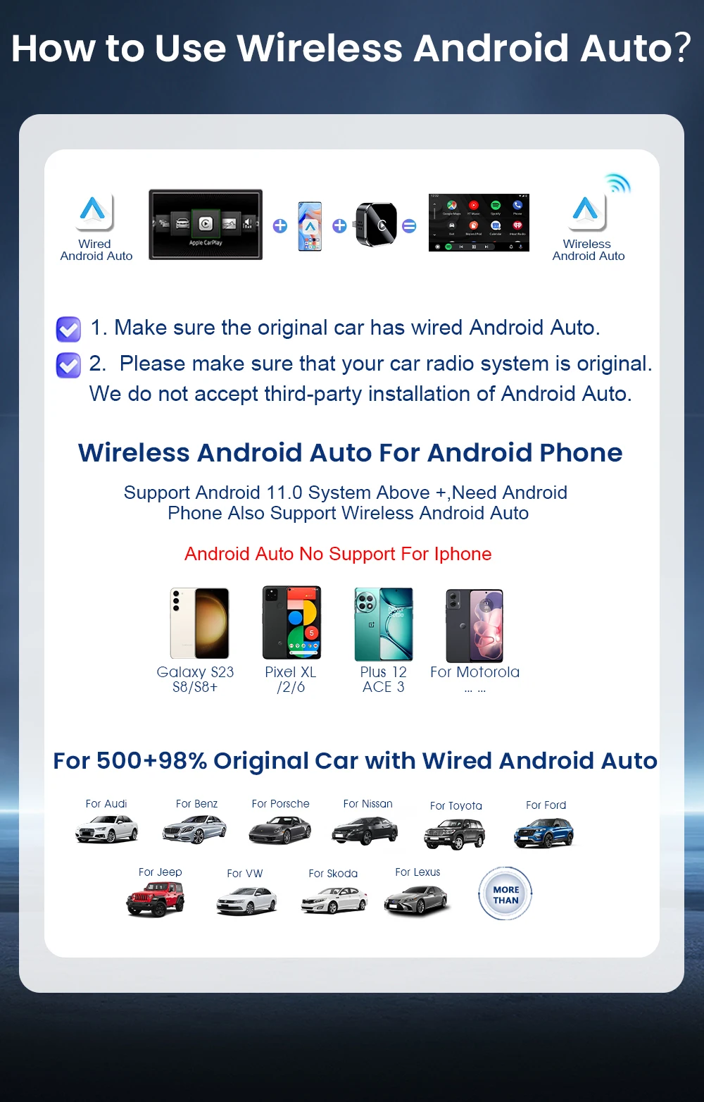 2-in-1 Kabelgebundenes zu Kabelloses CarPlay Android Auto AI Smart Box Plug-and-Play 5GHz WLAN für Fahrzeuge mit kabelgebundenem CarPlay-Intelligentesystem – Detail 6