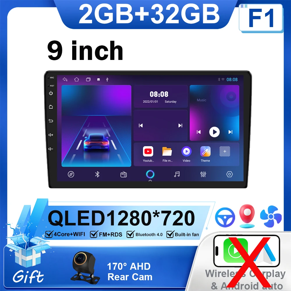 2 Din Android 16 Car Radio Carplay Android Auto 9 10 Inch Universal Multimedia Player GPS Navi Autoradio Wifi 8 Core Stereo RDS