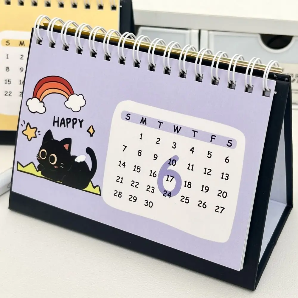 

Настольный календарь с мультяшной катушкой 2026, портативный мини-календарь с милым котом, украшение для рабочего стола, планировщик расписания, офисные школьные принадлежности